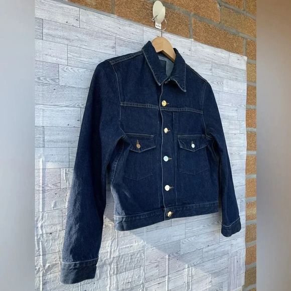 Goldsign The Pleat Cropped Denim Jacket size medium - Picture 3 of 15